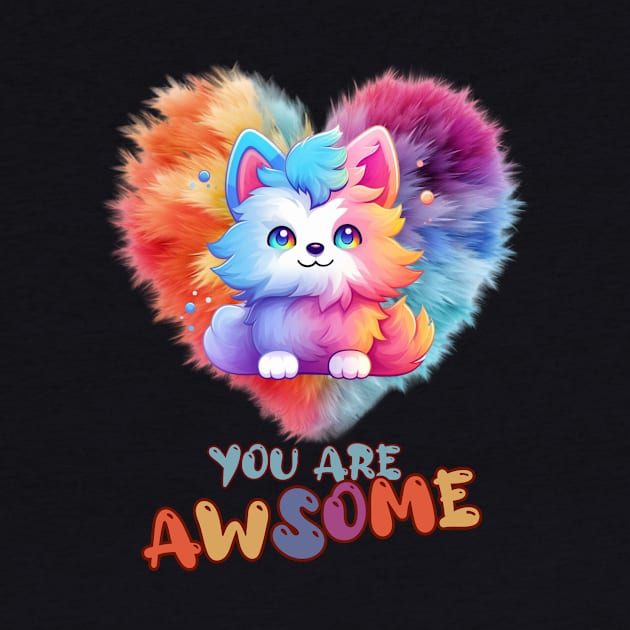 Fluffy: "You are awsome" collorful, cute, furry animals by HSH-Designing